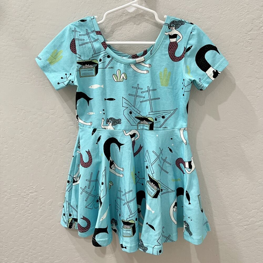NWT Raspberry Republic Blue Mermaid Short Sleeve Twirl Dress
